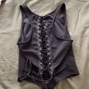 Black Tank Lace Up Back